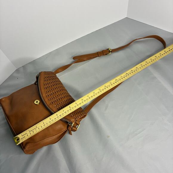 Sasha + Sofi Brown Faux Leather Satchel Bag Crossbody Purse Pockets Adjustable - Picture 6 of 11